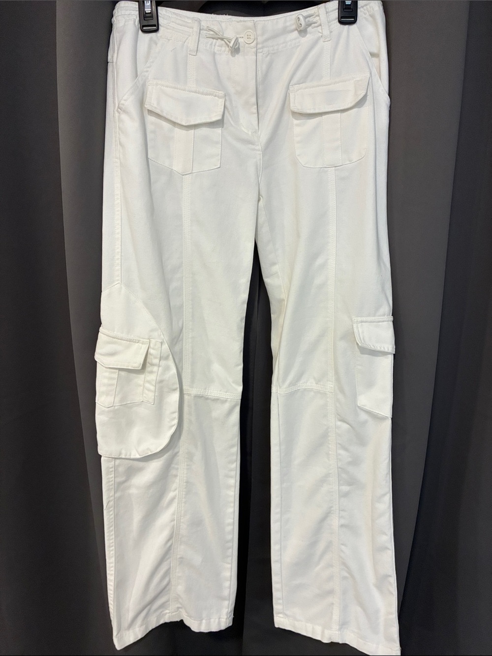 Brandy Melville White Wide-Leg Cargo Pants